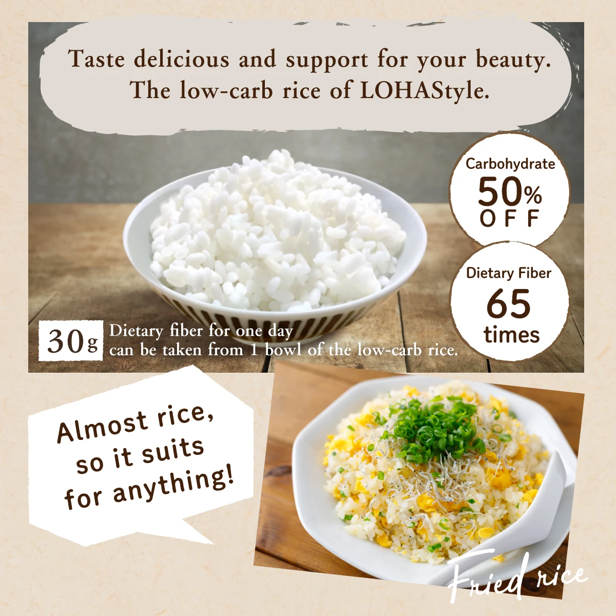 
Slimming food low calorie Low-carb rice with rich dietary fiber 
