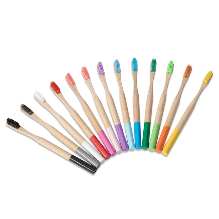 

High quality reusable eco friendly custom logo nylon bristle bamboo toothbrush, Customized color