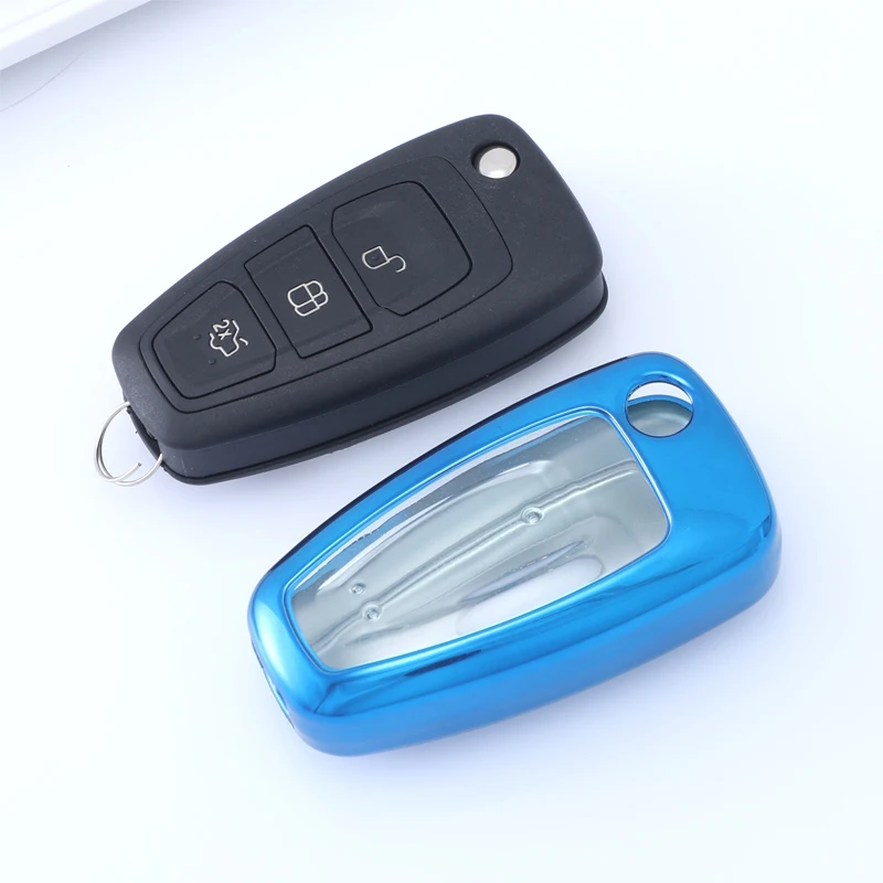 

Tpu transparent key case customized Ford car key cover shell for Ford flip key high quality wholesale, Red/blue/gold/pink/silver/black