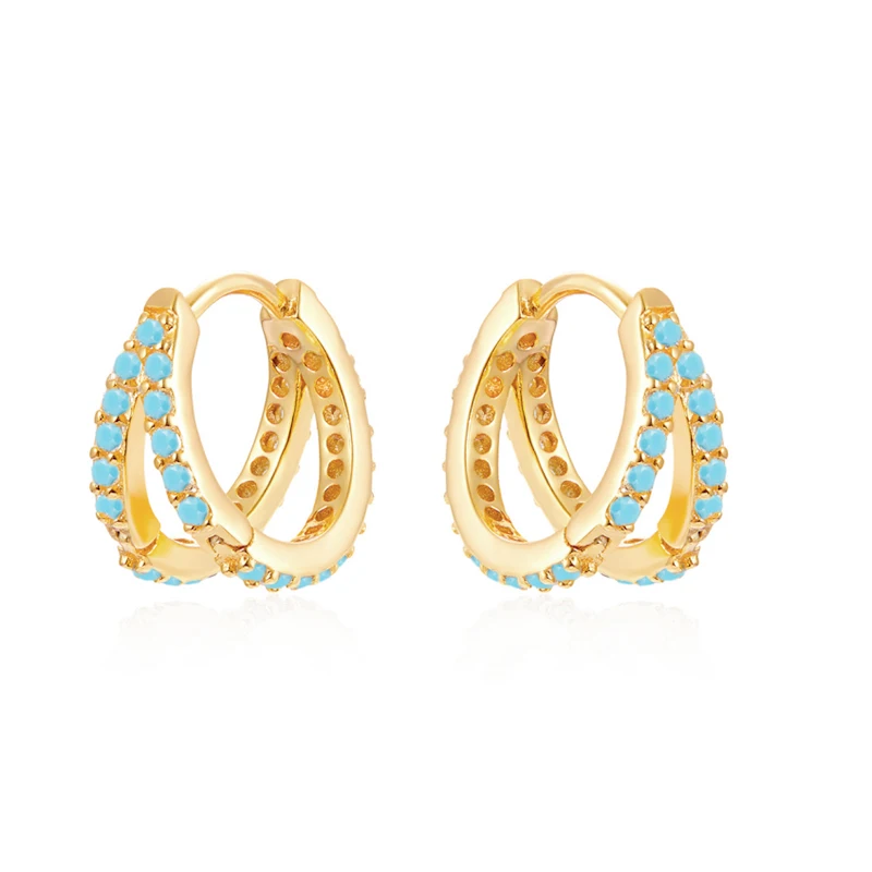 roxi fashion double round diamond cz zircon hoop earrings 18k gold silver 2021