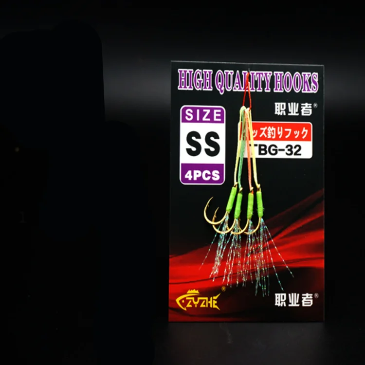 

Factory direct sale color silk luminous lure hand tied golden triangle tooth fishing hook small iron plate hooks
