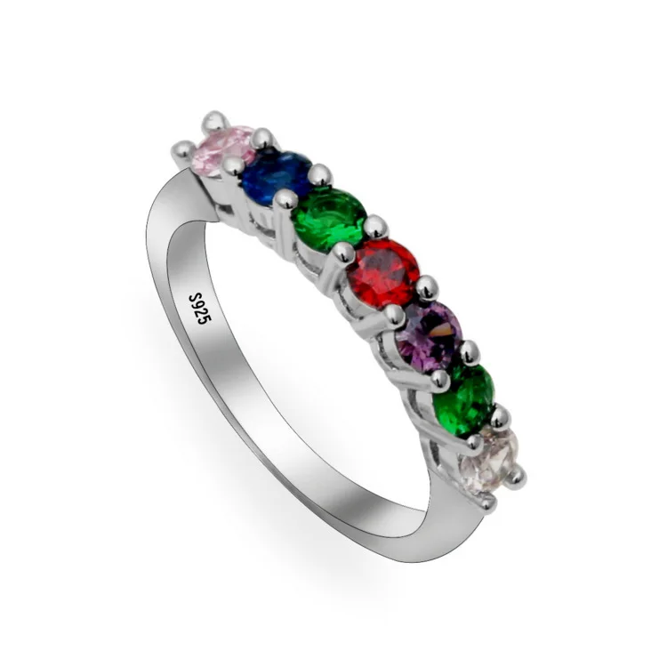 

Silver Colorful Gemstone Ring for Women and Girls