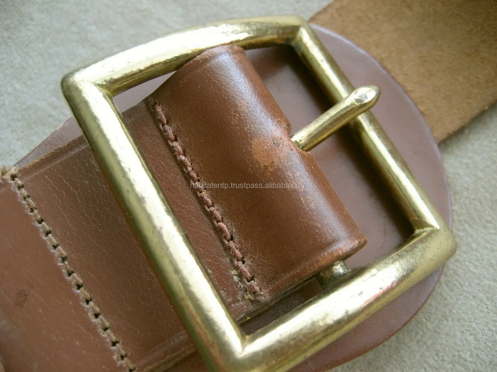 USA brass buckle & tan khaki belt SPECIAL FORCES ARMY Web Belt & Buckle 