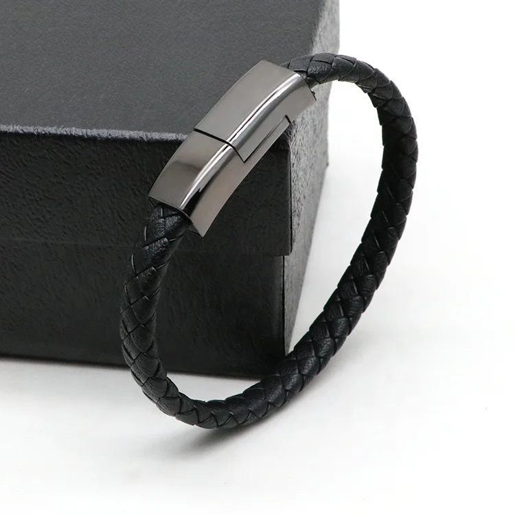 

Fashion USB Data Bracelet Creative Birthday Promotion Gifts Wholesale Cable Leather Phone Charger Bracelet, Accept customized color