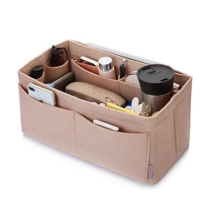 

Custom Wholesale Portable Women Purse Insert Bag In Felt Handbag Organizer