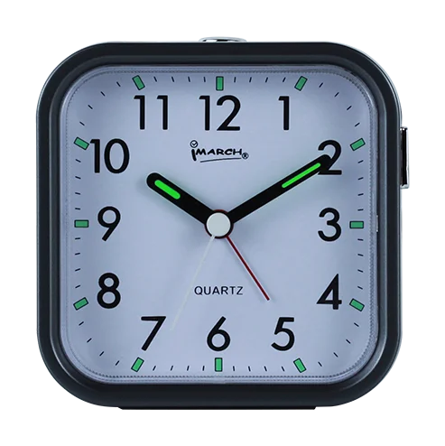 

2021 BM09504 wholesale plastic china factory snooze light table bell alarm clock, Black white silver blue or customize