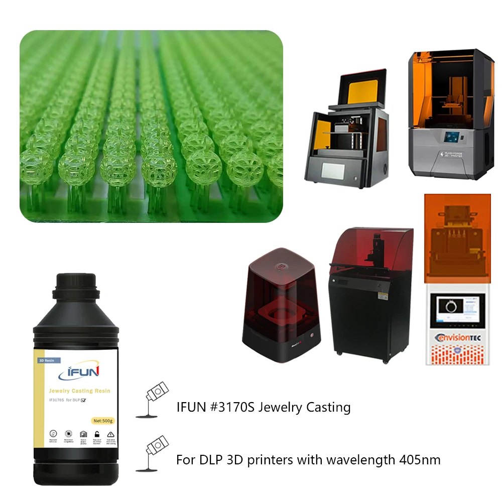 
IFUN 3170S Wax like Castable Resin dlp 405nm Jewelry Casting Resin for 3D Printer 