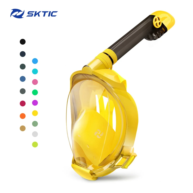 

SKTIC Amazon Popular top seller yellow full dry mask snorkeling swim training full face mask