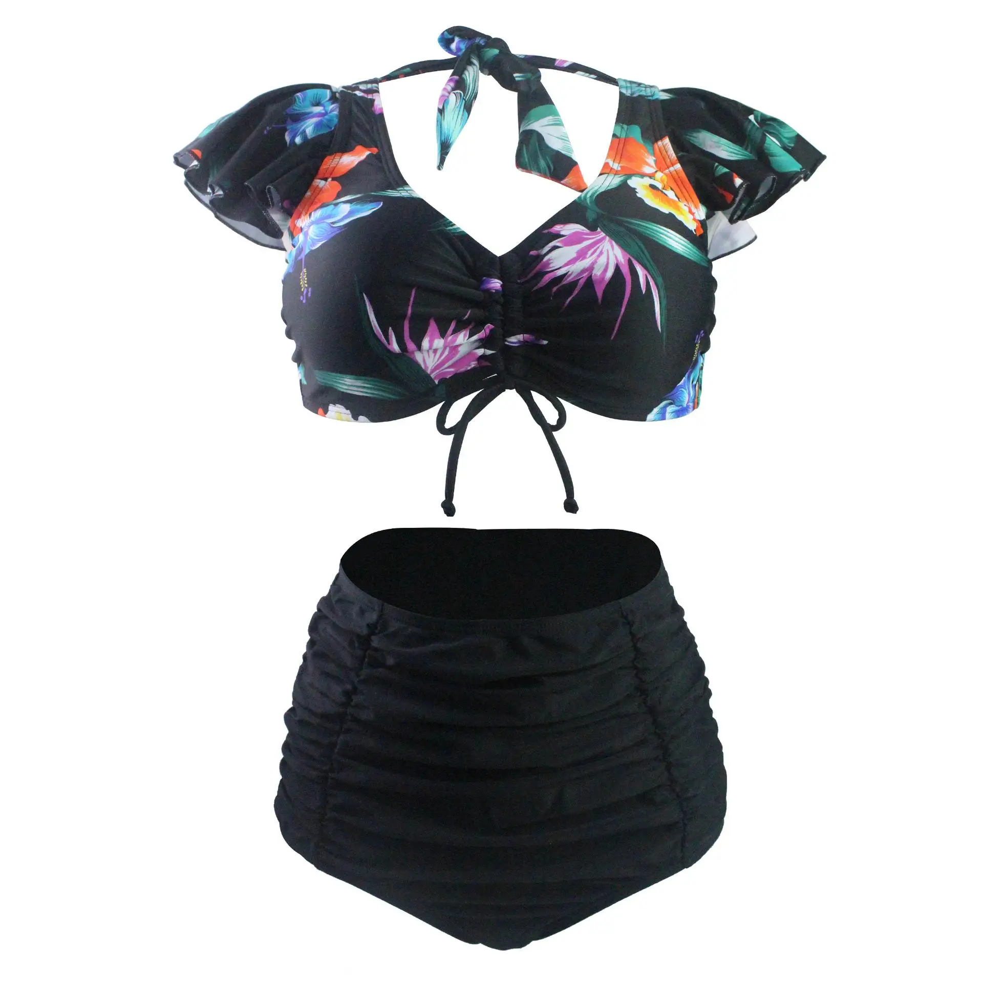 

New Arrival Summer Wrap Skirt Bra Thong Bikini Bathing Suits 3 Piece Set Sexy Swimsuits 2021