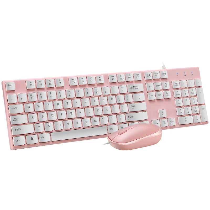 

AIWO Brand Cheapest Keyboard And Mouse Combo For Laptop And Desktop Teclado Y Standard USB Wired Office Keyboard And Mouse Combo, Black/white/blue/pink