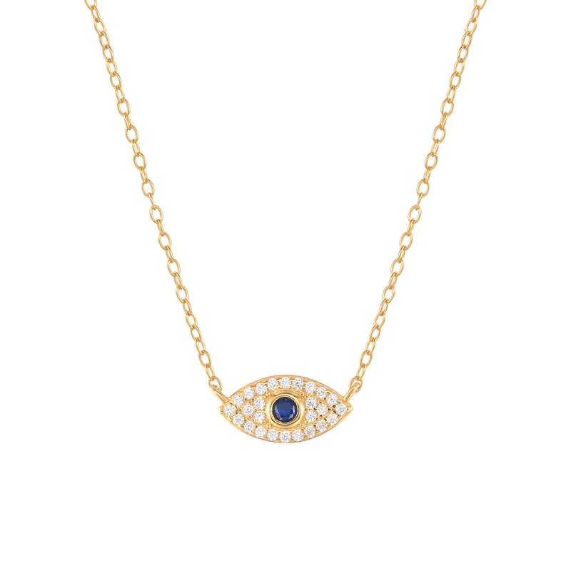 ROXI 18k gold plated diamond zircon crystal blue eye pendant silver necklace for women