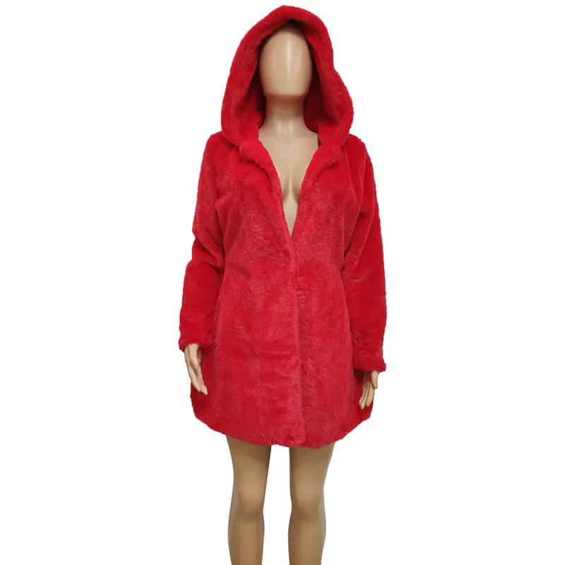 

New Casual Solid Color Faux Fur Long Coat