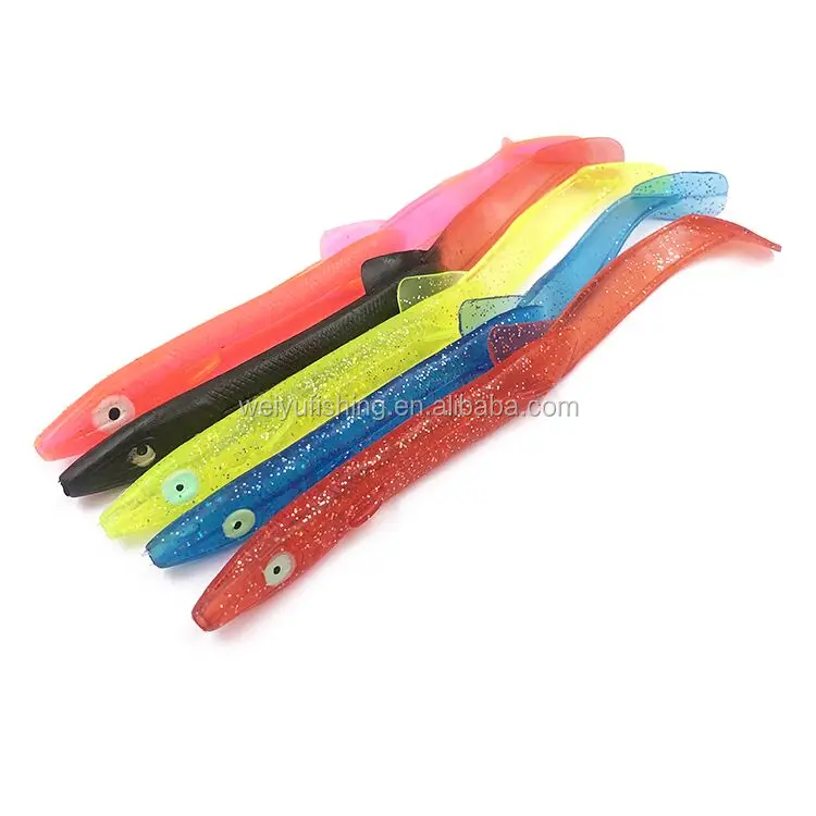 Soft Pvc Plastic Fishing Lure Eel Swim Baits Hook Rubber Fishing Lure Sandeel Weihai Wholesale