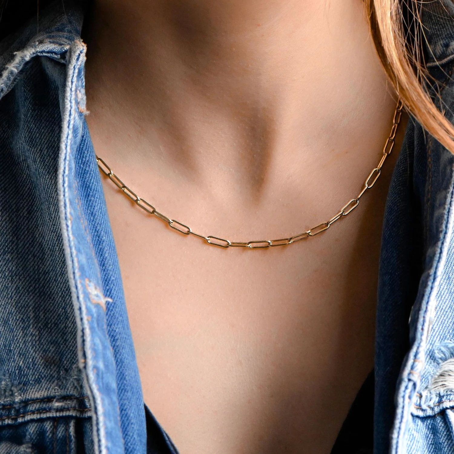 

2020 High Quality 14k Gold Filled Stainless Steel Paperclip Chain Necklace Choker Layering Necklace