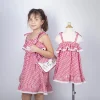 Cami gingham cotton for baby girls white and red color