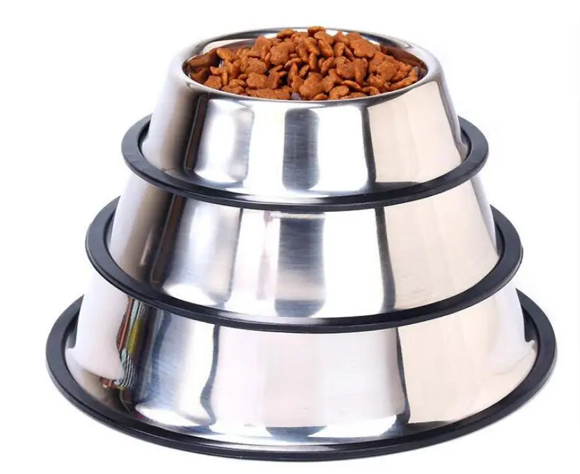 

Dog Bowl with Rubber Base for Cats Dogs Stainless Steel Dog Bowl, Silver