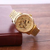 

Roles 22k men mechanical automatic gold dragon dial watches male skeleton steel fashion wrist watches