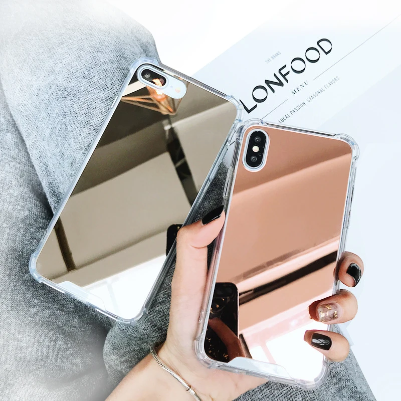 

Luxury Plating Mirror Mobile Phone Case For iPhone 11 Pro Max Acrylic Mobile Cover For iPhone 12 Pro Max XR 7 8 Cases, Transparent