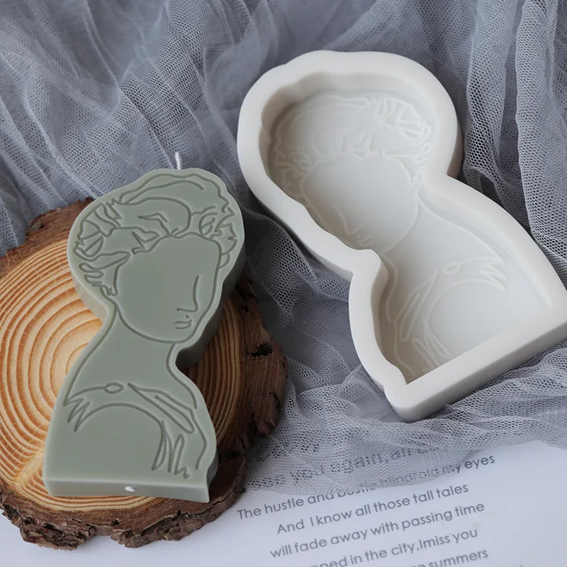 

J139 Aromatherapy Plaster 3D Handmade Aroma Soap Mould Home Decor Gift DIY Soy Wax Noblewoman Silicone Candle Mold, White