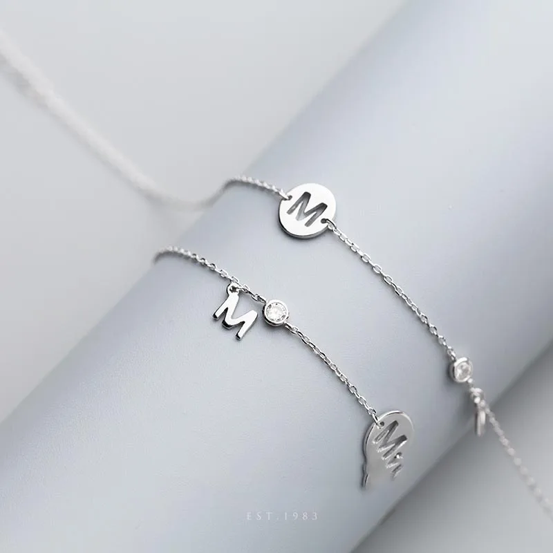 

B1210 Bulk Wholesaler Hip Hop Jewelry Silver M Letter Round Bracelet & Anklet