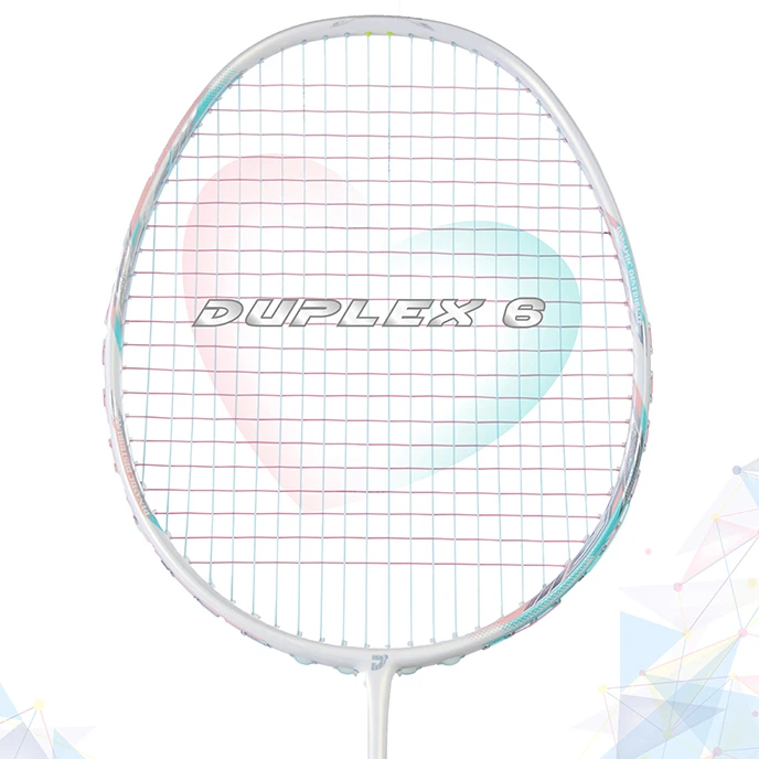 

JNICE DUPLEX 6 popular elegant top selling badminton racket, White+blue+pink