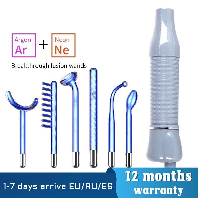 

Portable High Frequency Facial Machine Handheld Electric Face Skin Care Tools Skin Korean Beauty Therapy Wand Machine, White