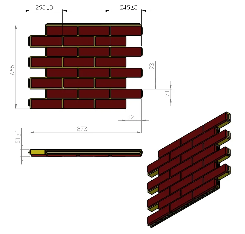 PU Wall Panel Insulated Polished Brick Ark Brown Decorative wall Panels For Sale