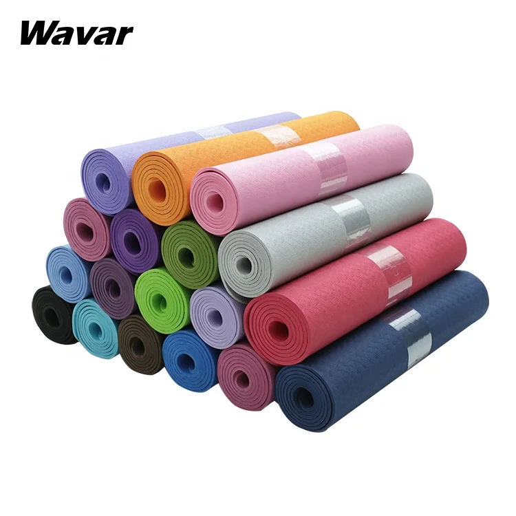 

Good supplier 180cm mats yoga fitness non slip two-color tpe pilates yoga mat, Pink/blue/red/black/purple/grey