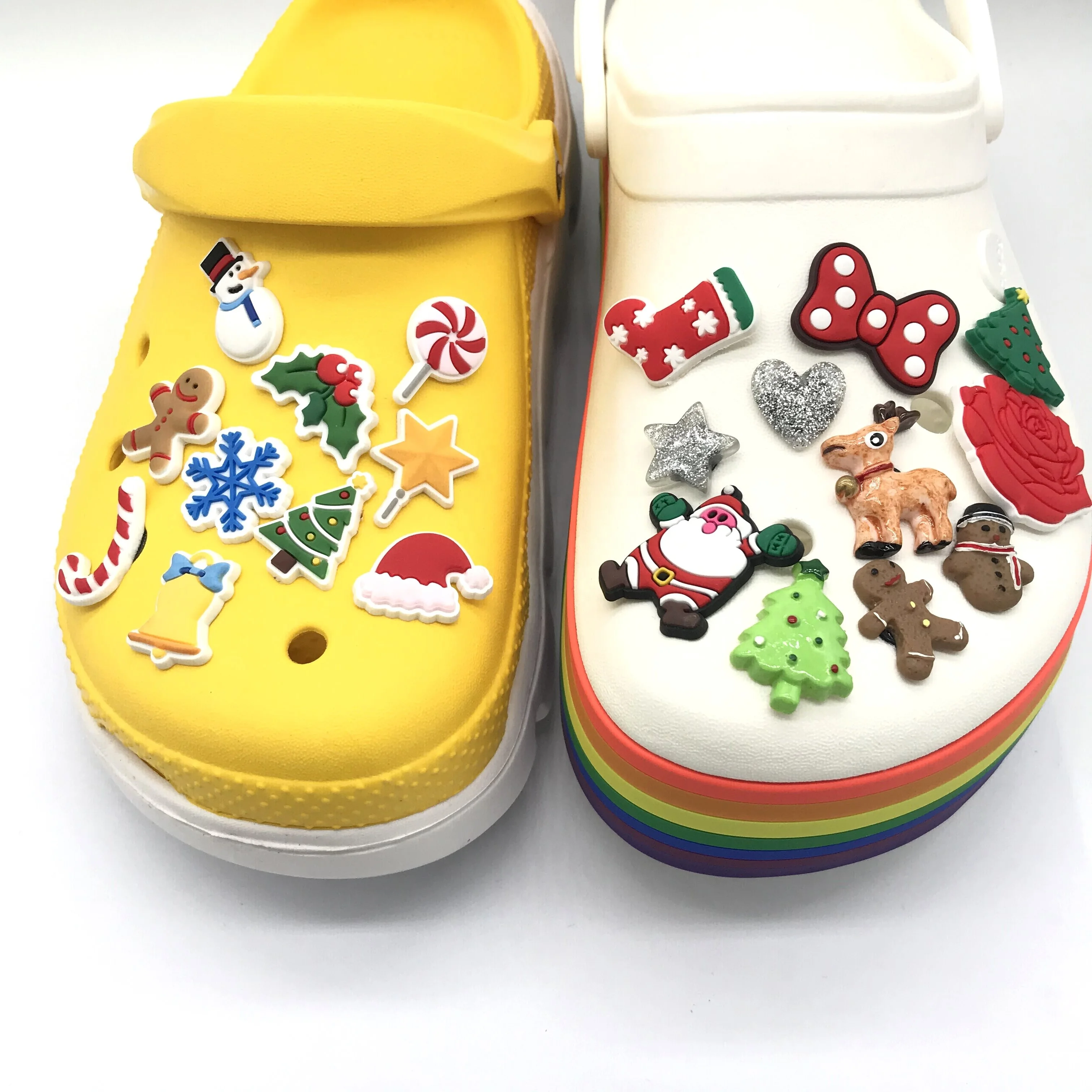 

Merry Christmas Designer Cheap Custom Soft PVC Cartoon Croc Shoe Charm snow for jibz charm gift Christmas, Picture