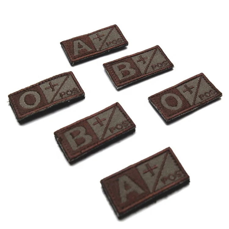

3D Military Blood Type Patch B A AB O Embroidery, Customized color