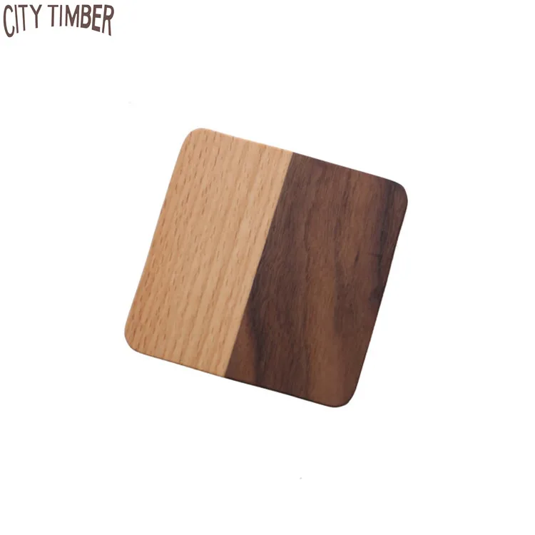 

wholesale promotion square shape wood drink coaster round shape wood coffee mat, Natural wood color