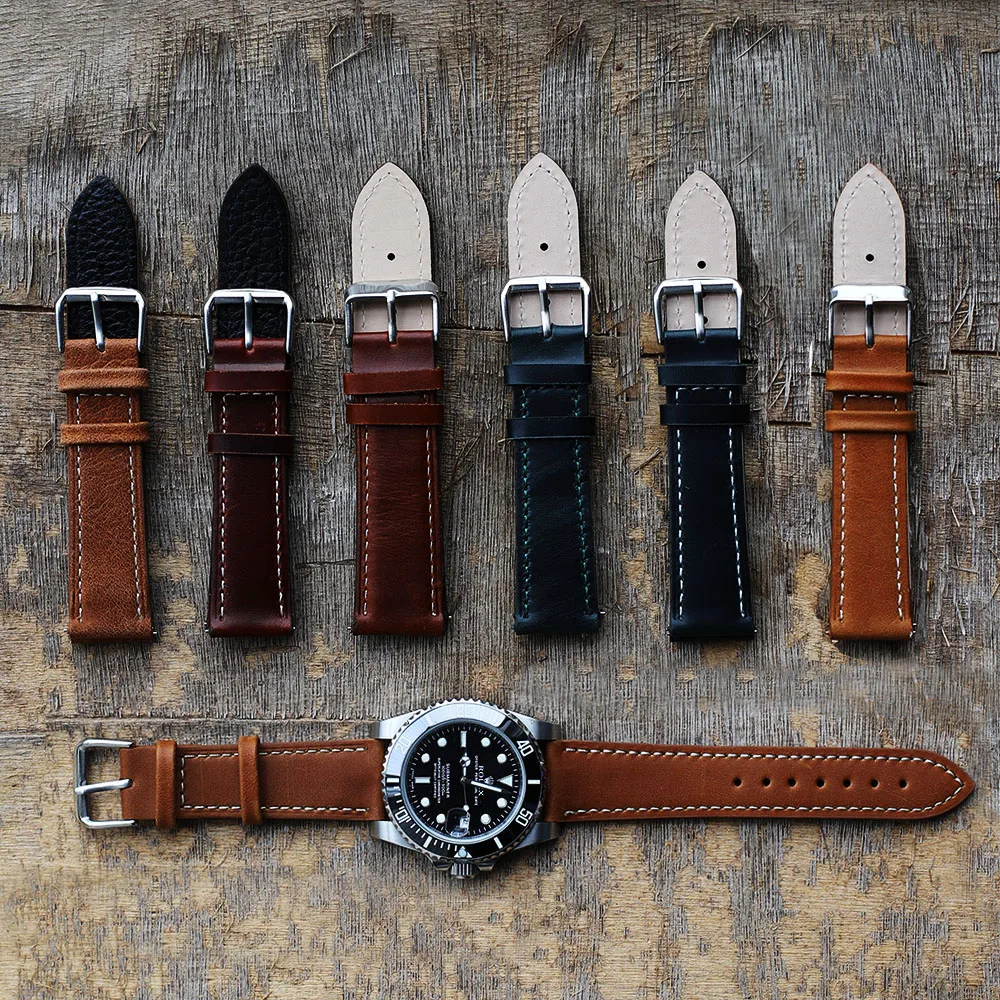 

Classic Crazy Horse Leather Making Watch Straps Color Changeable Cow Leather Watch Bands Quick Release Straps for Watches