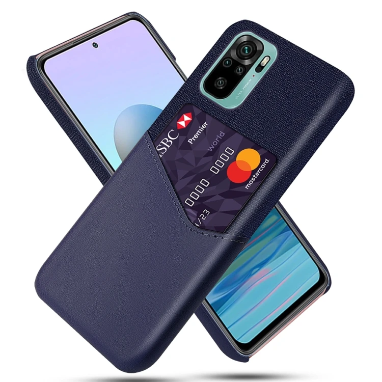 

Business design For Xiaomi Redmi Note 10 Cloth Texture PC + PU Leather Back Cover Shockproof Case with Card Slot