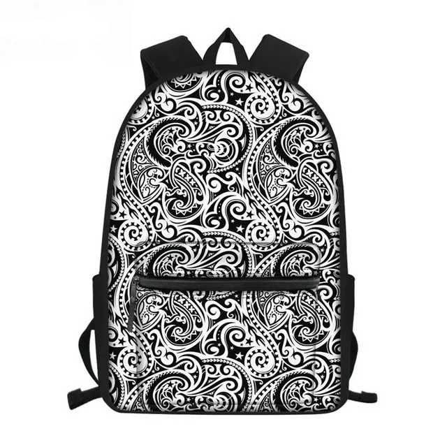 

Canvas School Bags Fashion Polynesian Traditional Tribal Pattern Waterproof Schoolbag Bookbag Students Large Satchel, Customized