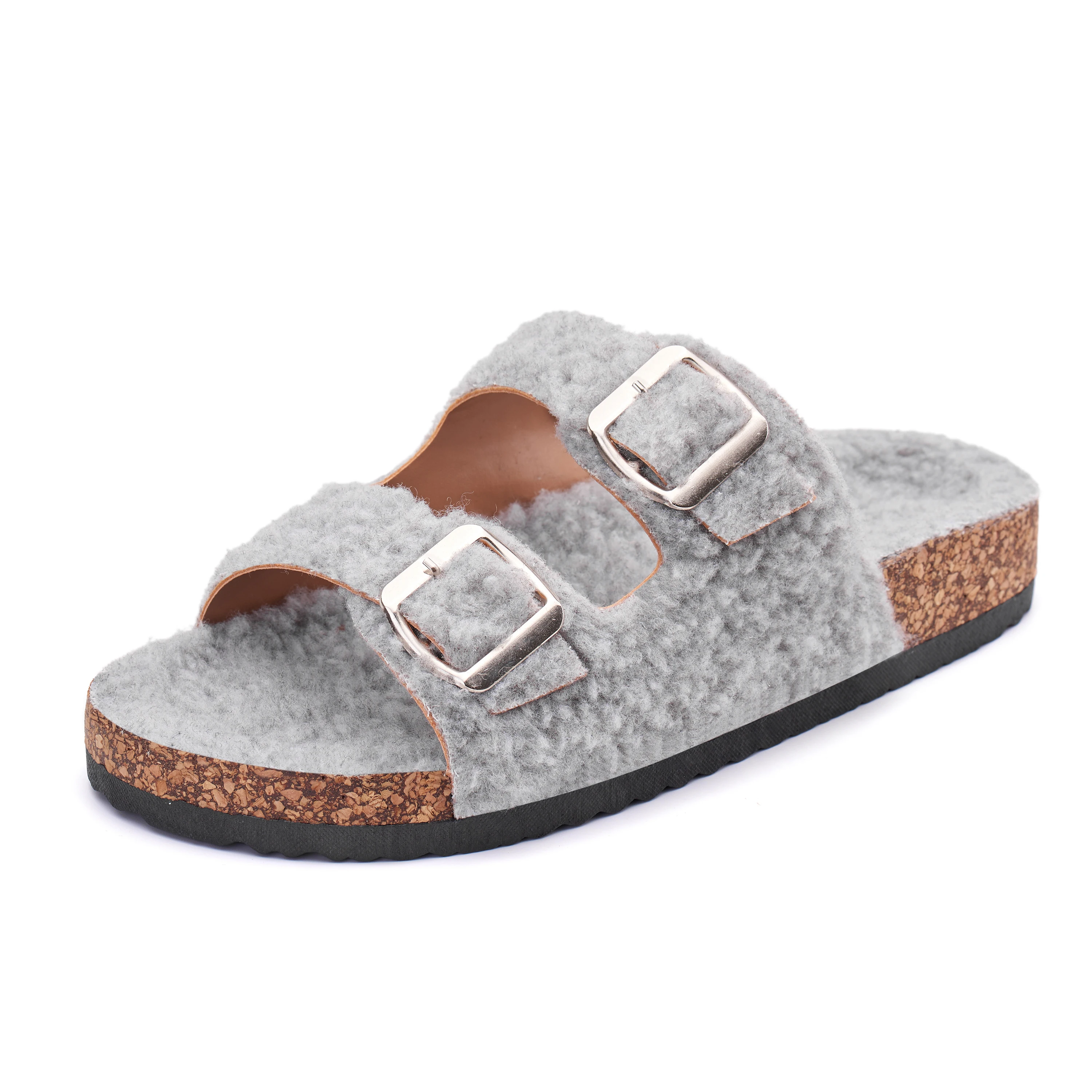 

2021 New Arrival Unisex Two Straps Buckle Slip on Slides Arch Support Synthetic Fur Garden Shoes