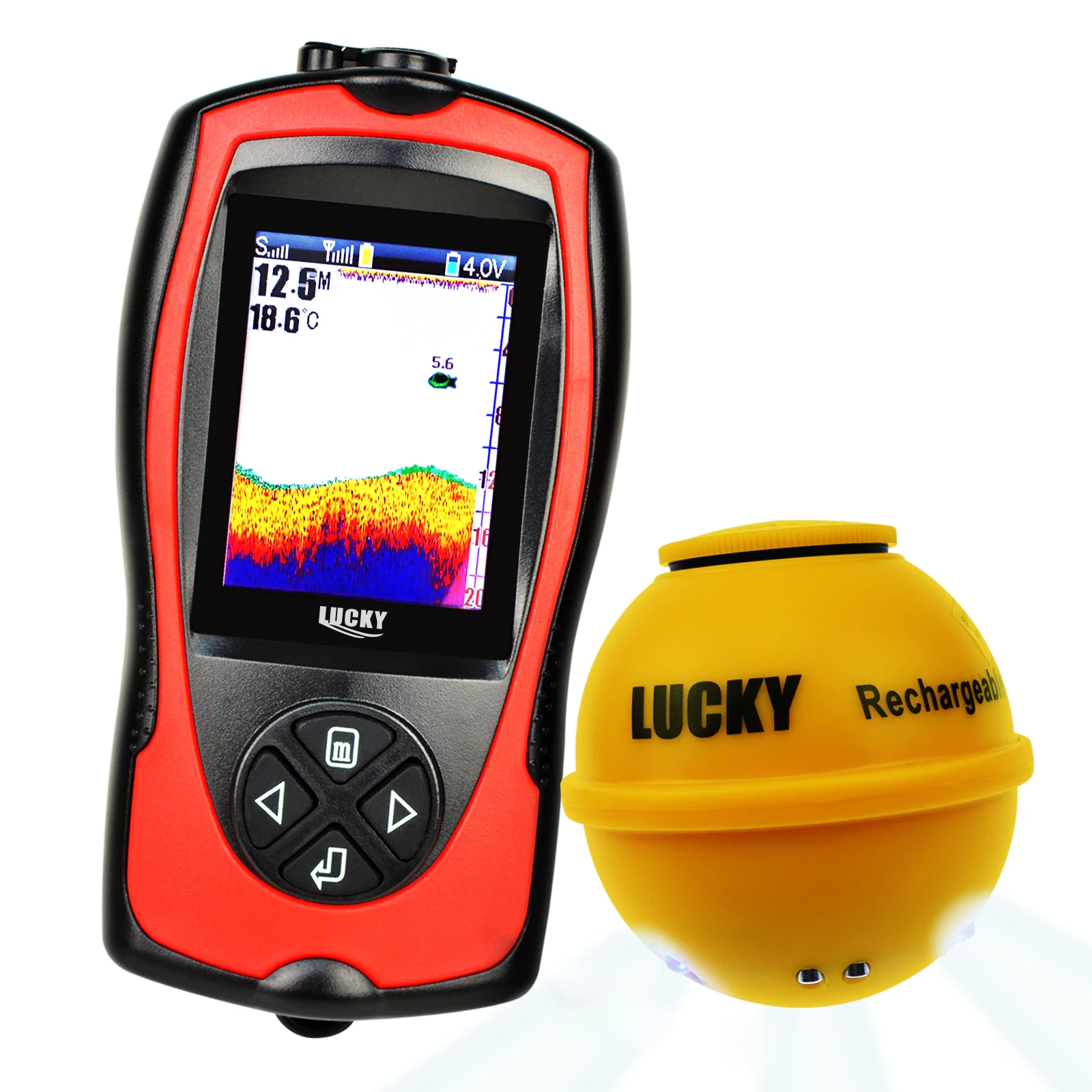 

Lucky Wireless Fish Finder with Fish Attractive Light Lamp & Color LCD 45M Depth 60M Sonar Sensor Boats Kayak Ice Night Fishing