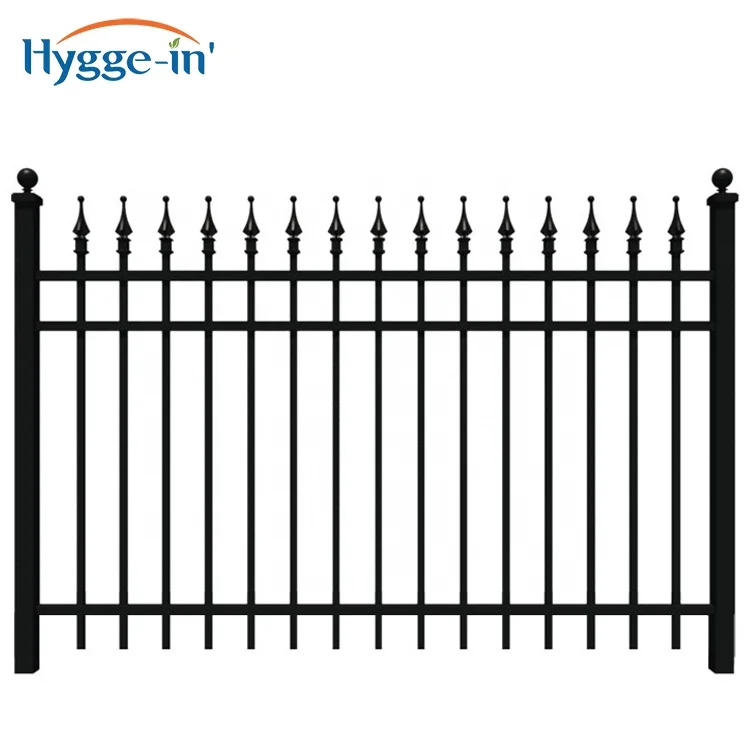 

Style 3-Rail Steel fencing trellis gates, Powder-Coated Black aluminum fence panels for swimming pool fence