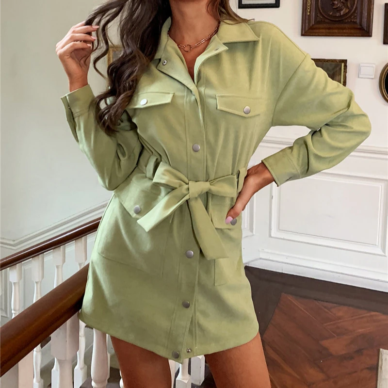 

Shein Winter Fashion Clothes for Women Button up Cuff Long sleeve Flap Pockets Sexy Wrap Mini Coat Dress Ladies Casual Coat, Shown,or customized color,provide color swatches