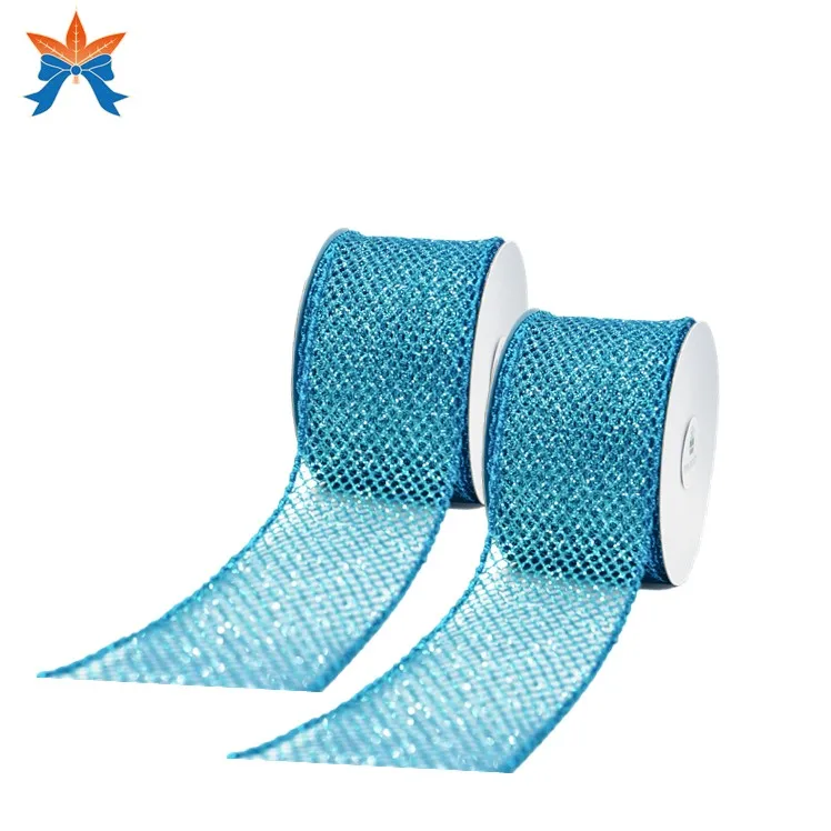 

Home&Office Blue Glitter Mesh Wired Gift Ribbon