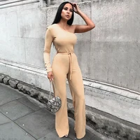 

Sexy Solid One Shoulder Long Sleeve Jumpsuit Mujer For Women