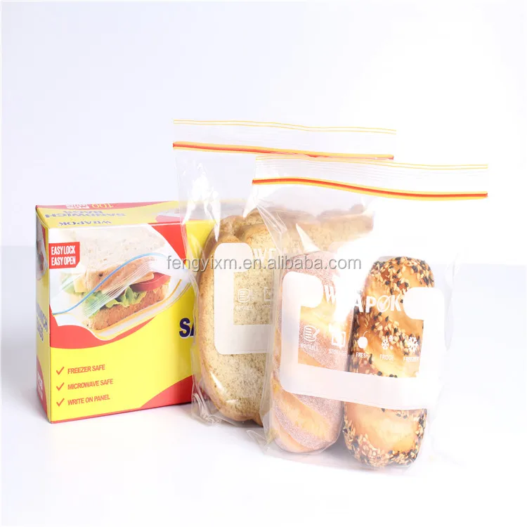 Household Zipper Self Seal Food Grade Plastic Resealable Sandwich Ziplock Bag