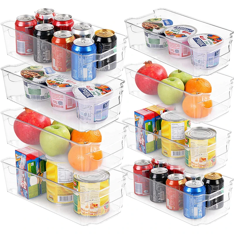 

Refrigerator Organizer Stackable Bins for Freezers Countertops and Cabinets BPA Clear Plastic Pantry Storage Racks, Transparent