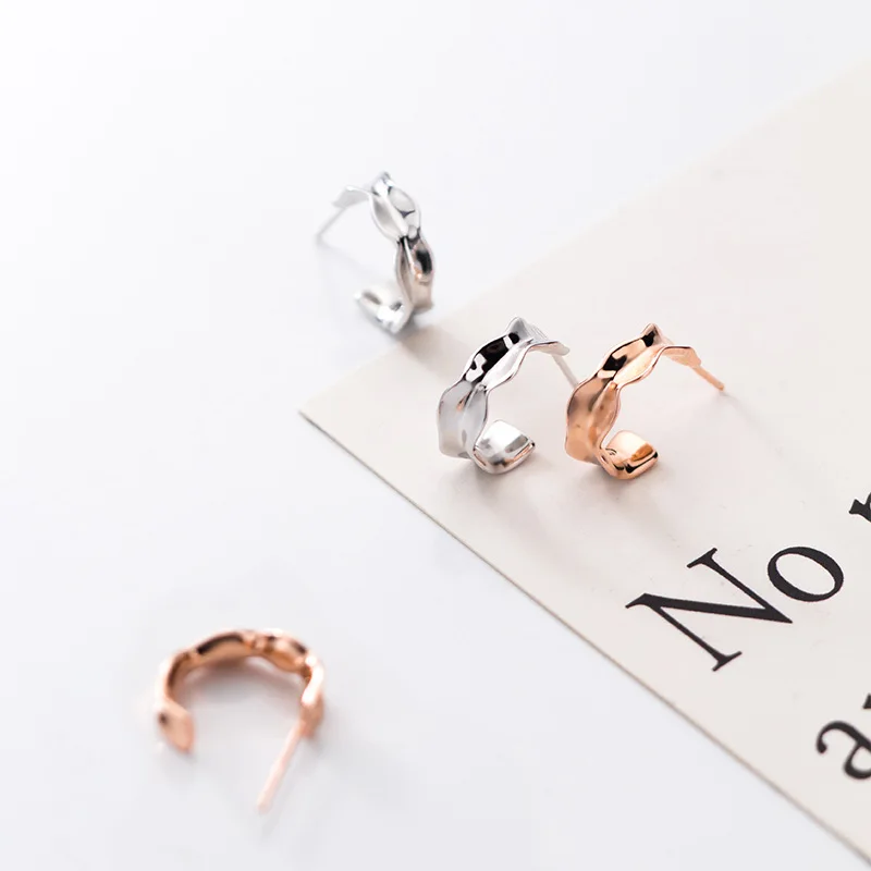 

E4892 Christian Accessories Silver Ear Fold Concave Convex Smooth U-Stud
