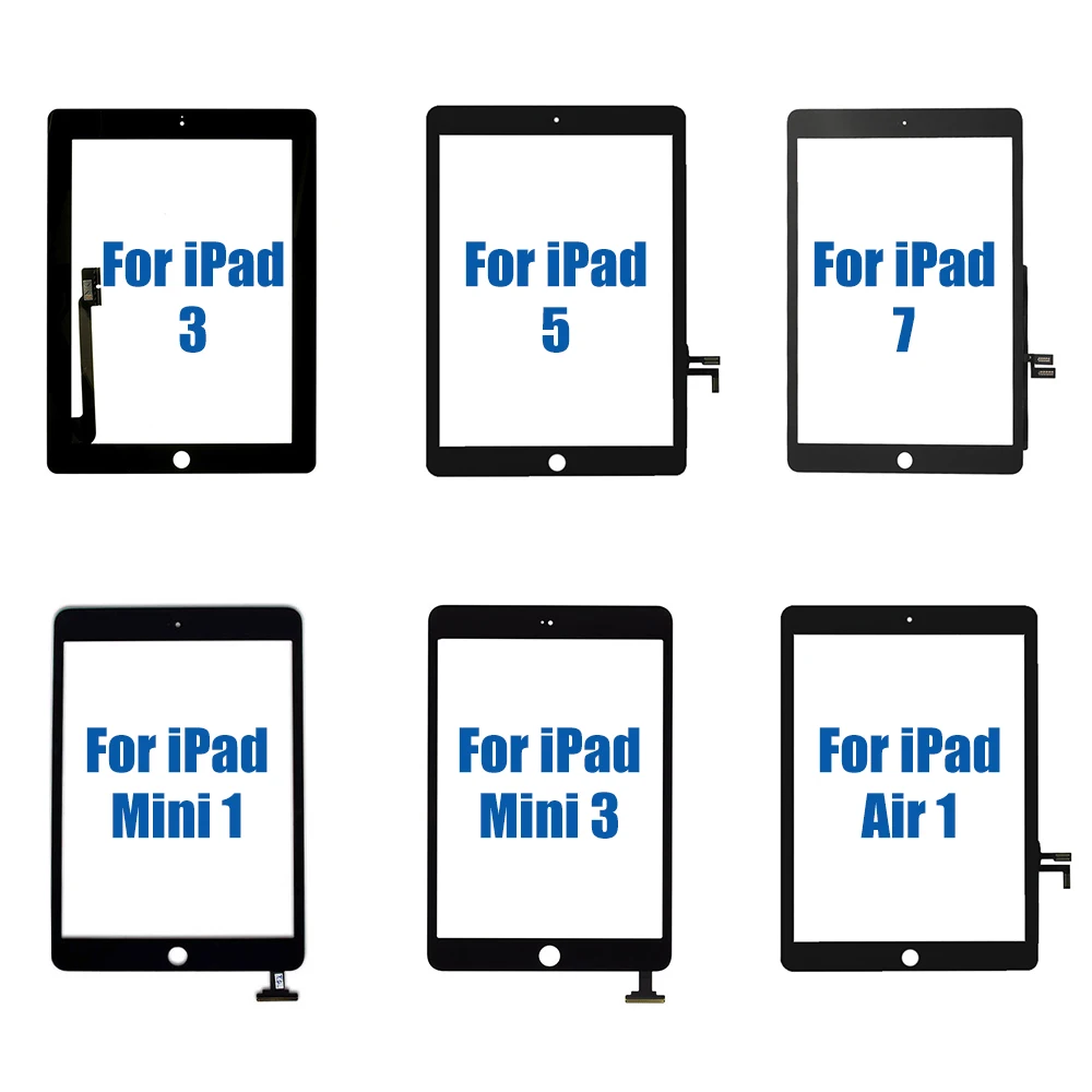 

Wholesale Touch Screen for iPad 2 3 4 5 6 7 8 Air 1 Mini 12 3 For iPad Front Glass Elekworld Digitizer Replacement, Black/white