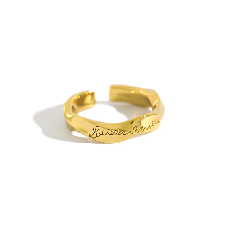 

H-R588 Silver Jewelry Mall Pure Silver Ins Simple And Versatile Mobius Twist Pattern English Opening Women'S New Ring