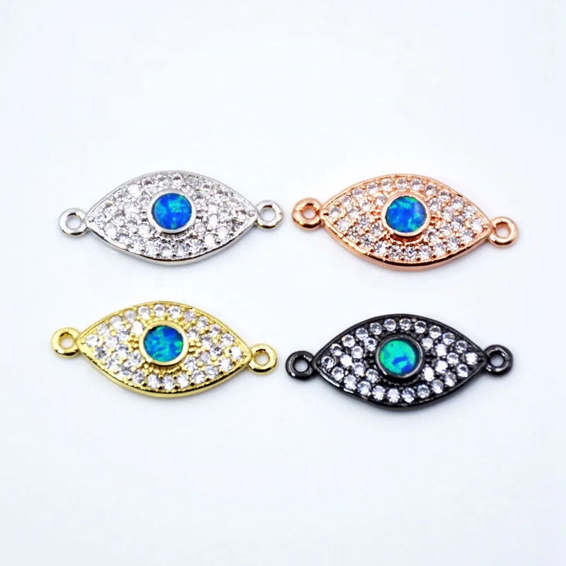 

CZ Micro Pave Connector Man made Opal Connectors Evil Eyes Handmade Crystal Cubic Zirconia Jewelry, Multi colors
