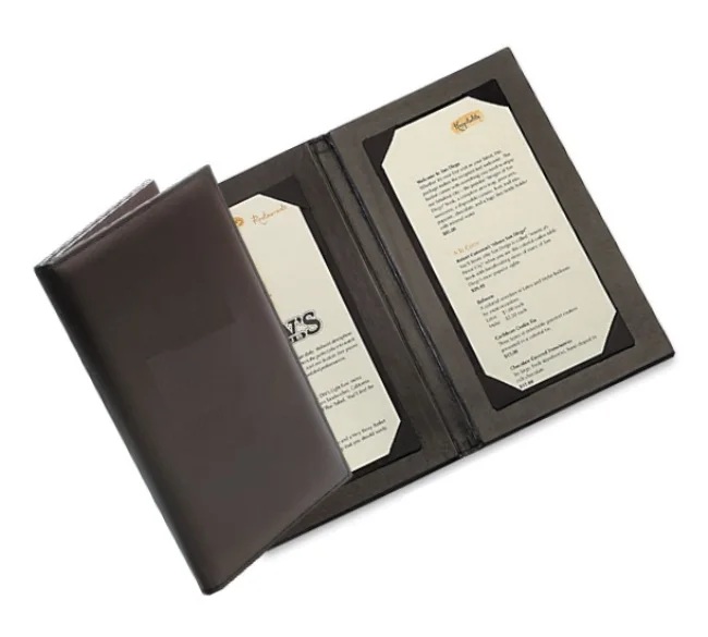 A4 Restaurant Menu Covers / 3 Pages Leather Food Menu Folders
