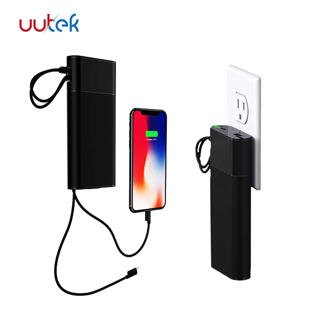 

UUTEK New product power bank 20000mah fast charging power banks with PD 18W powerbank built-in 2 charging cables, Black,white