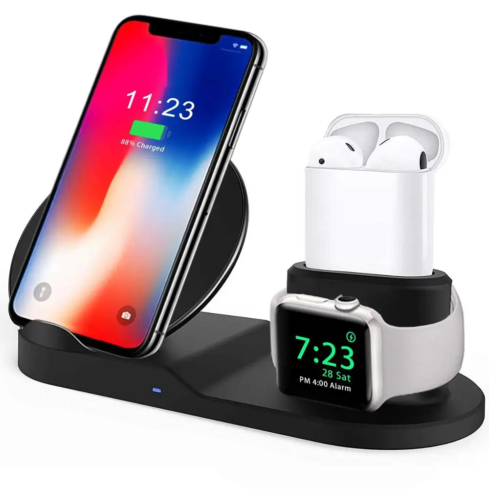 3in1 Wireless Charging Dock Fast Wireless Charger for Mobile Phone, Smartwatch and Earbuds