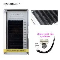 

NAGARAKU Flat Ellipse Eyelash Extensions split tips ellipse shaped natural light false ellipse eyelashes